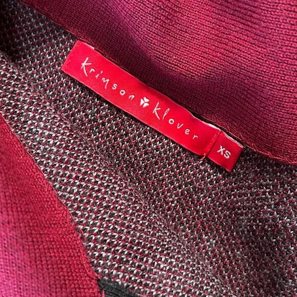 Krimson Klover Turtleneck Sweater Womens XS Black Red Wool Geometric Diamond - Picture 5 of 8